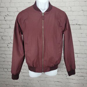 Bonobos Burgundy Lightweight Zip Lined Inner Pockets Bomber Jacket Small S